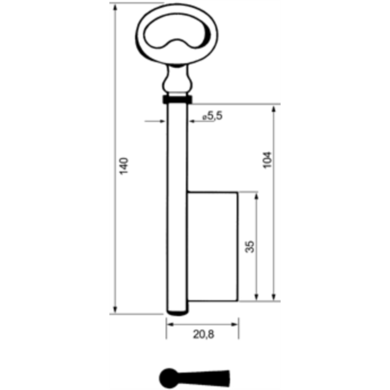 CLE A GORGE 5.5X140 PAN.35 FONTE GBF621