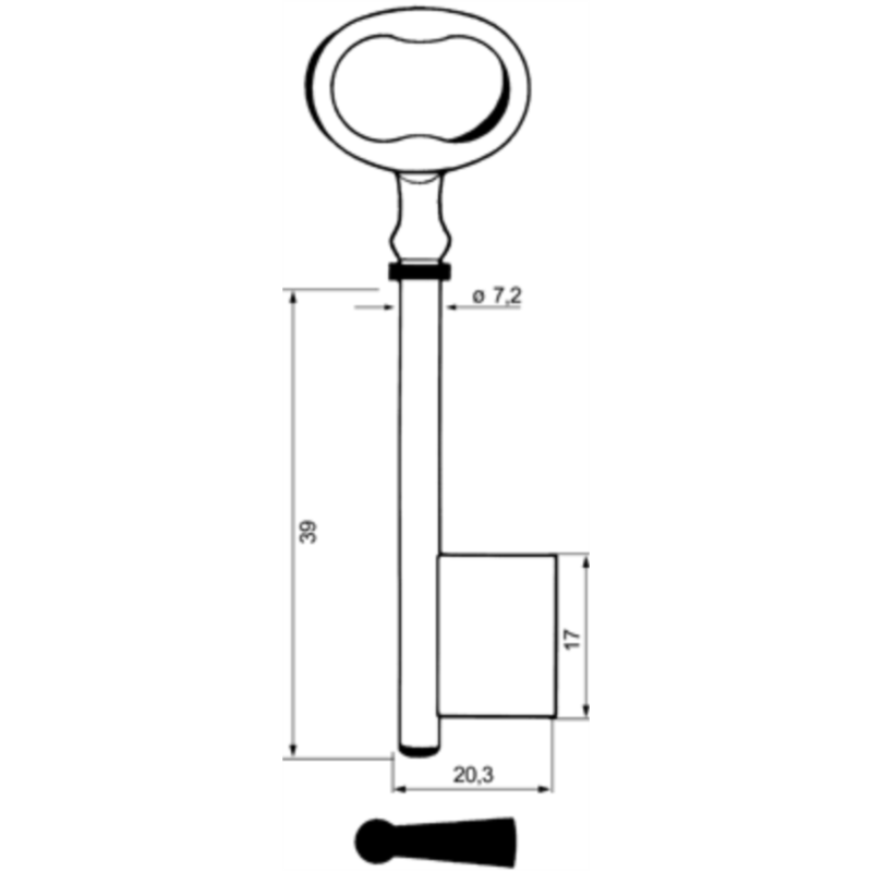 CLE PAN.ANGLAIS 7.2X80 FONTE ABF603