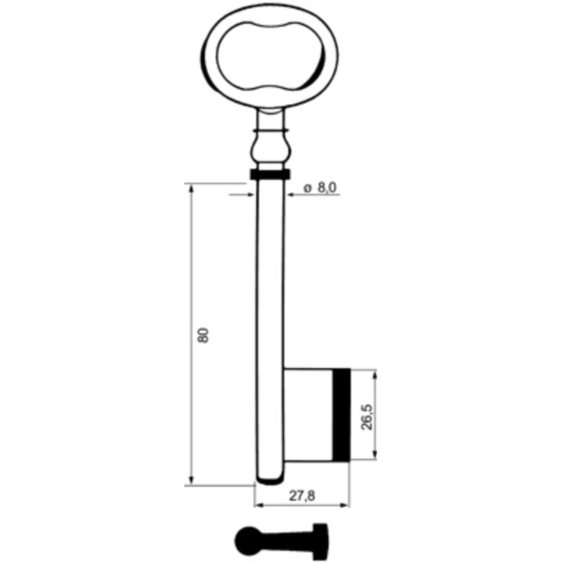 CLE PAN.A MUSEAU 8X140 FONTE MBF609