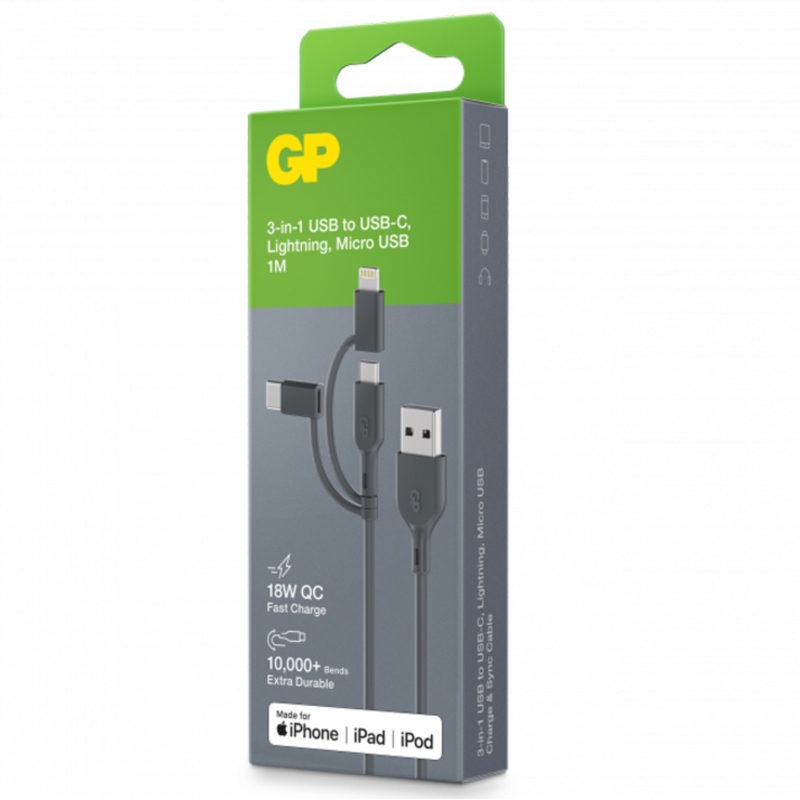CABLE 3 en 1 USB A USB C LIGHTNING 405199