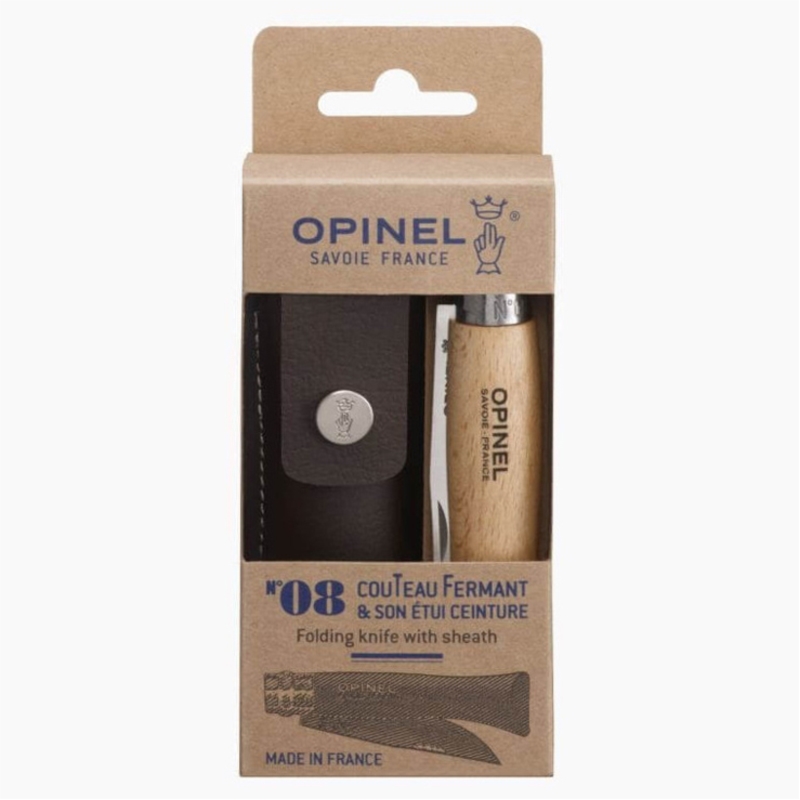 OPINEL N08 HETRE INOX+ETUI COUTEAU