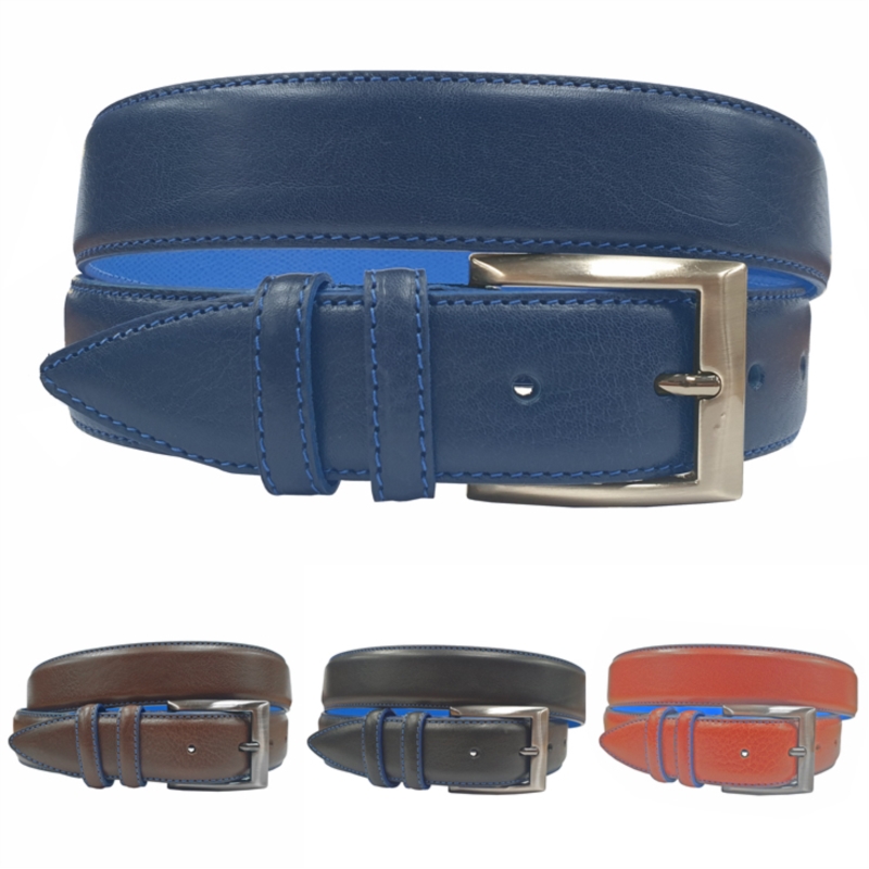 CEINTURE VEAU+DOUBLURE ET FIL BLEUS 518/35MM