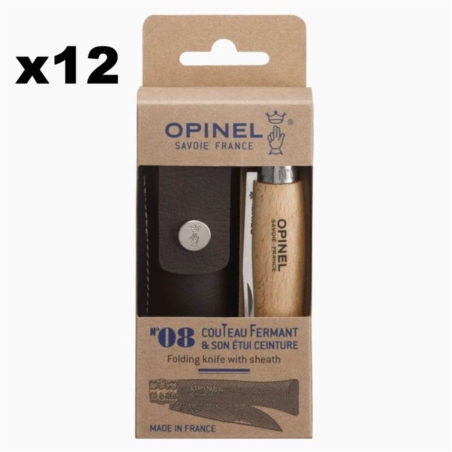 OPINEL PRES 12 N08 HETRE INOX+ETUI COUTEAU
