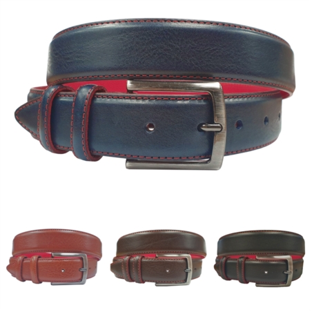 CEINTURE VEAU+DOUBLURE ET FIL ROUGES 1642/35MM