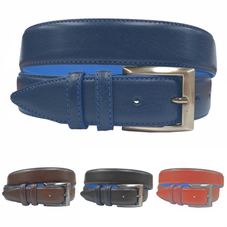 CEINTURE VEAU+DOUBLURE ET FIL BLEUS 518/35MM