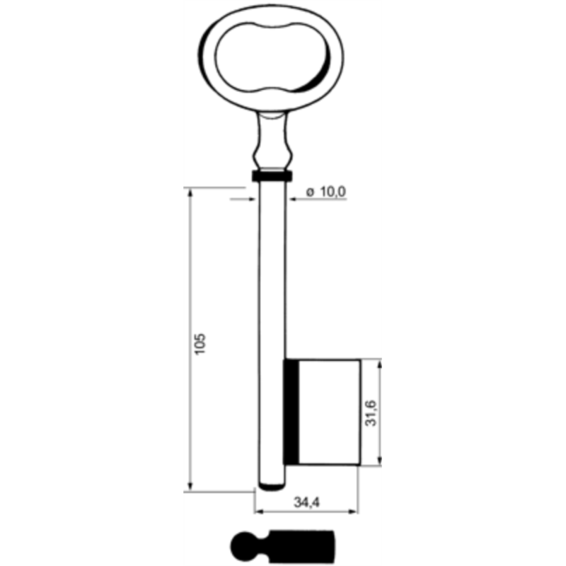 CLE PAN.PLEIN 10X180 FONTE PBF613