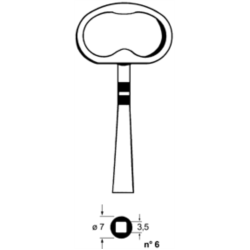 CLE DE PENDULE CARREE 3.5 PDL506