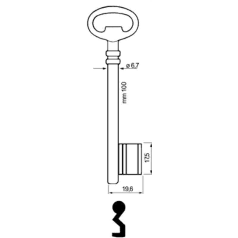 CLE A CHIFFRE TYPE -G.R.- L100 PE201-11