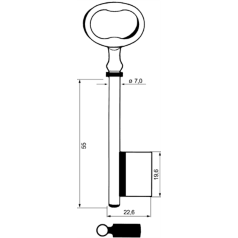 CLE PAN.PLEIN FOREE 7X100 FONTE PFF605